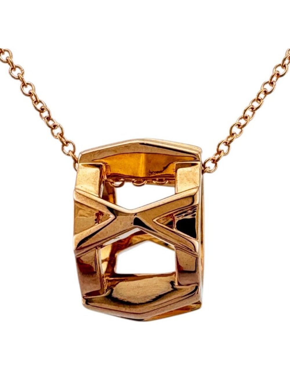 Tiffany & Co Atlas Open Heart Necklace 18k Pink Gold